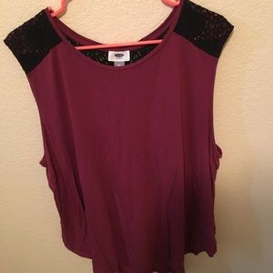 Black lace burgundy tank. Old navy
